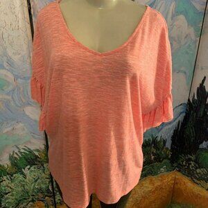a.n.a Tigerlilly Space-Dye Ruffle Sleeve Top